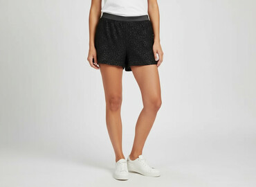 krótkie eleganckie czarne spodenki z wysokim: Papaya, Shorts for women, size M