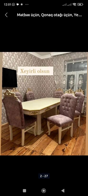 kuxna stol stul: Для кухни, Новый, Нераскладной, Прямоугольный стол, 6 стульев