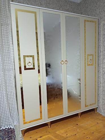 dolab skaf: Yeni, 4 qapılı, Güzgülü, Ağ, Açılan, Düz dolab — 3