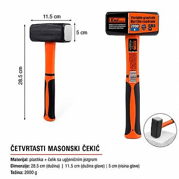 KMT Čekić za zidanje sa plastičnom ručkom 2309007 Robustan četvrtasti