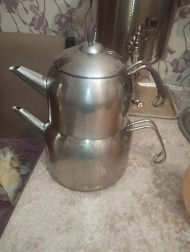 mis samovar: Klassik metal samovarlar dəsti - Material: paslanmayan polad/alyumin — 7