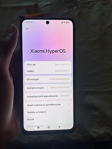 Mobil telefonlar: Redmi Note 14, 256 GB, rəng - Mavi, Sensor — 7