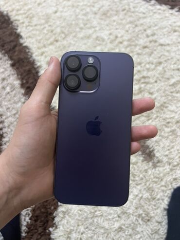 10 айфон в корпусе 13: IPhone 14 Pro Max, Колдонулган, 256 ГБ, Deep Purple, Коргоочу айнек, Кабель, Куту