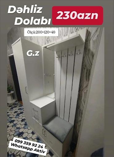 nerdivan nedir: Dəhliz dolabı – 230 AZN Ölçü: 200×120×40 Xüsusiyyətlər: - Ağ rəngli — 1