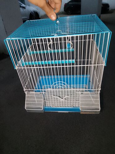 купить аквариум в баку: Quş qəfəsi – metal konstruksiya, mavi-ağ rəngdə - Düzbucaqlı forma