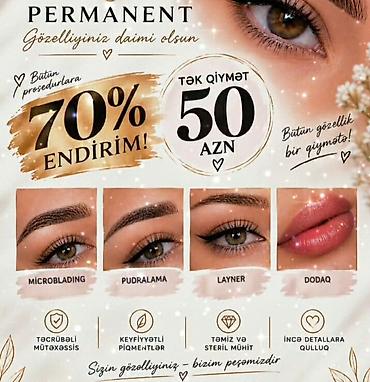Permanent makiyajı: Permanent makiyaj və qaş-xətt xidmətləri Təklif olunan prosedurlar: - — 2