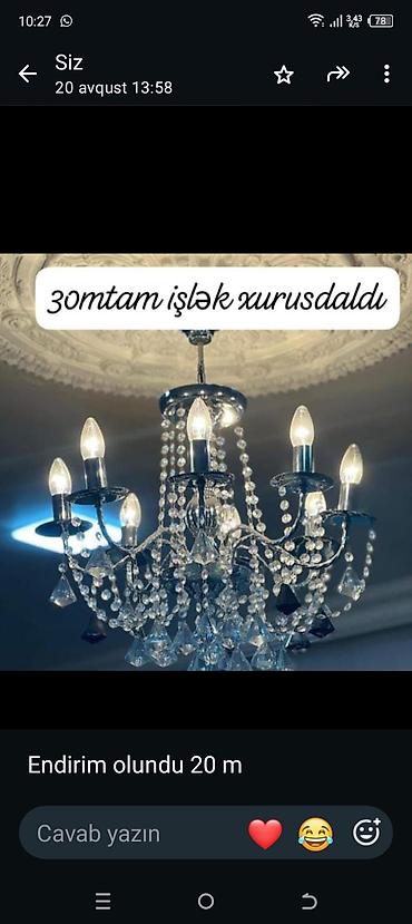 menzere sekili: Çılçıraq, 6 lampa, Xrustal — 1