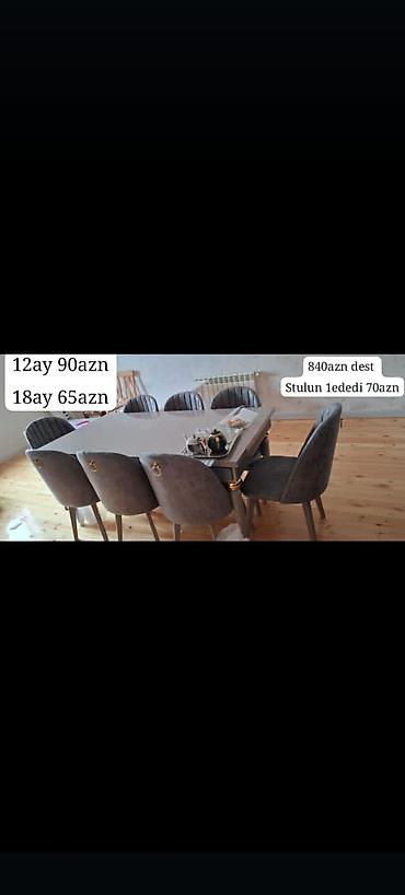 setin parca: MASA DƏSTI Klassik üslublu yemək otağı dəsti - Rəng: açıq krem/ivori — 2