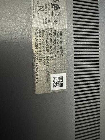 Lenovo: Lenovo ThinkBook 16 G6 IRL Etiketdə yazılıb: * Model Name: ThinkBook — 11