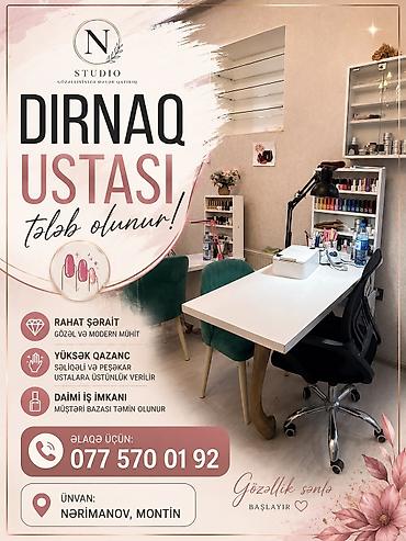 maşın ustası: Xidmət: Dırnaq ustası üçün vakansiya – N Studio Təsvir: - Mövqe — 1