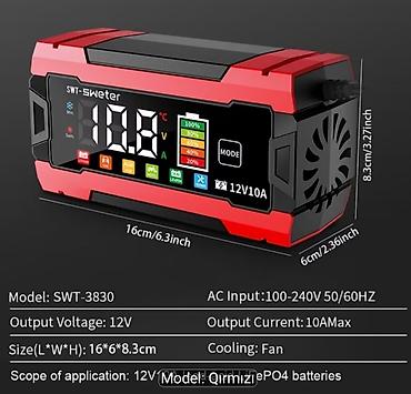 volta vs 1: Ağıllı akkumulyator şarj cihazı – 12V 10A Model: SWT-3830 (qırmızı — 2