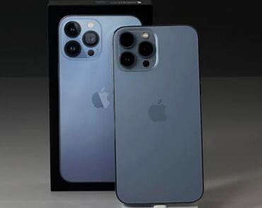 мекен ноутбук: IPhone 13 Pro Max, Колдонулган, 256 ГБ, Көгүлтүр, Коргоочу айнек, Каптама, Куту, 87 %