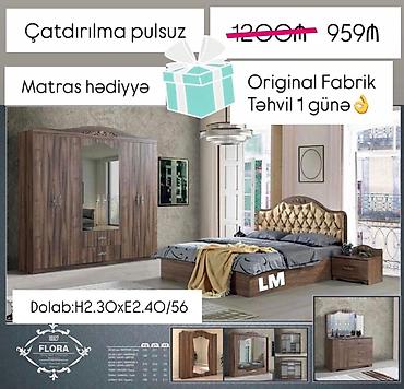 flora stul: Yataq otağı dəsti – FLORA model Tərkibi: - 6 qapılı şkaf (güzgülü) – — 1