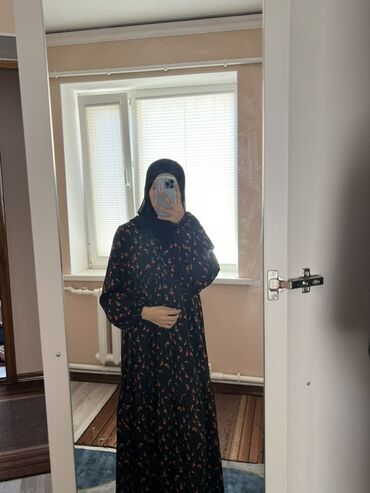 женские платья: Күнүмдүк көйнөк, Күз-жаз, Узун модель, Полиэстер, Оверсайз, M (EU 38), L (EU 40)