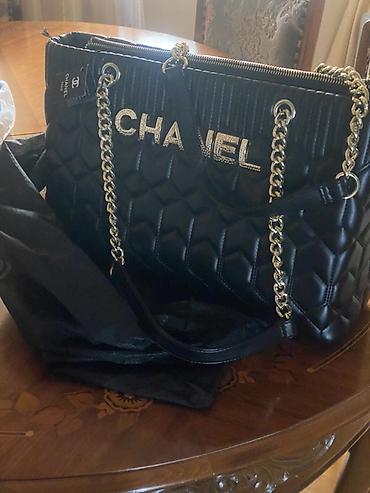 Çantalar: Chanel qadın çantası – qara rəng, iri ölçü - Material: hamar — 2