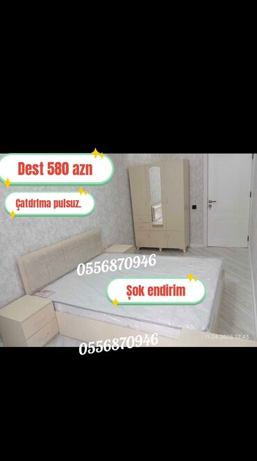 Yataq otağı dəstləri: İkinəfərlik çarpayı, Dolab, Termo, 2 tumba, Azərbaycan, Yeni — 7