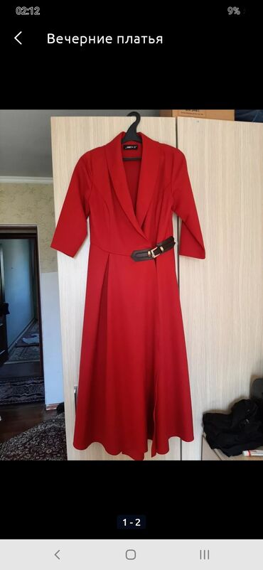 платье красное: Повседневное платье, Турция, Осень-весна, Средняя модель, На запах, S (EU 36), M (EU 38), L (EU 40)