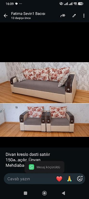 Divan kreslo dəsti satılır 150₼. açılır. Ünvan