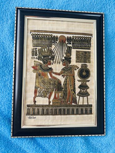 Şəkillər, tablolar: Papirus kagizinda resm. Misirden getirilib. Yeni