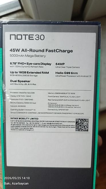 Infinix: Infinix Note 30, 256 GB, Sensor — 3