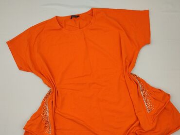 Pomarańczowy t-shirt damski marki Seraj, wykonany z mieszanki bawełny