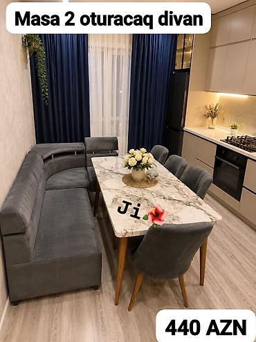 nerj stol: Mətbəx və yemək otağı üçün dəst: - Masa: mərmər fakturalı üstlük — 1