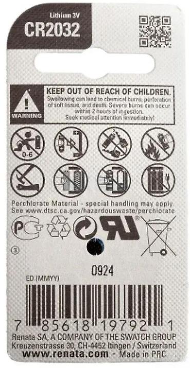 Baterije: Renata CR2032 litijumska dugmad-baterija, 3V - Tip: CR2032 (Lithium — 2