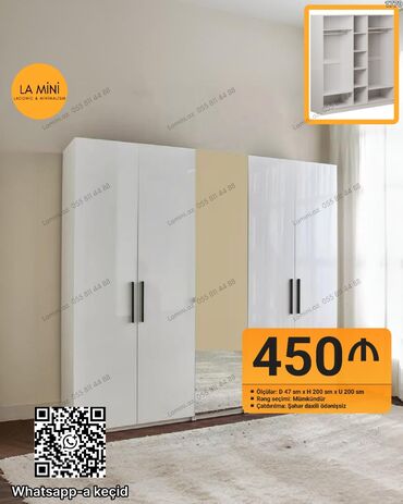 Divanlar: Düz dolab, Qarderob, Açılan, Korpuslu, 4 qapılı