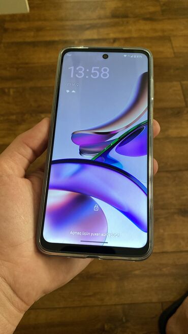 durujba matoru: Motorola Moto G13, 128 ГБ, цвет - Голубой, Гарантия, Отпечаток пальца, Две SIM карты