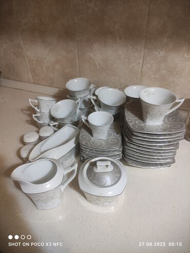 Çay dəstləri və servizlər: Çay dəsti, rəng - Ağ, Farfor