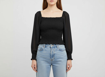 bluzki z dekoltem v plus size: Bluzka damska, rozmiar S