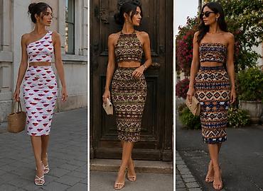 rozee: Komplet – crop top + uska midi suknja. - Krojevi gornjih delova — 1