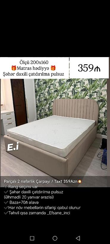 matras gence: Parçalı 2 nəfərlik çarpayı/taxt - Ölçü: 200x160 sm - Matras hədiyyə - — 6