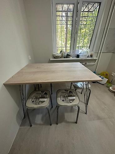silver kitchen: Кухонный стол и стул, Новый, цвет - Серый — 1