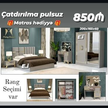 Yataq otağı dəstləri: 2 təknəfərlik çarpayı, Dolab, Tumba, Türkiyə, Yeni — 16