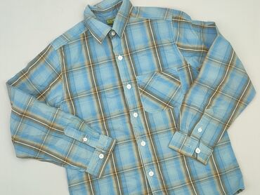 koszule z konopii: Shirt 13 years, condition - Good, pattern - Cell, color - Light blue