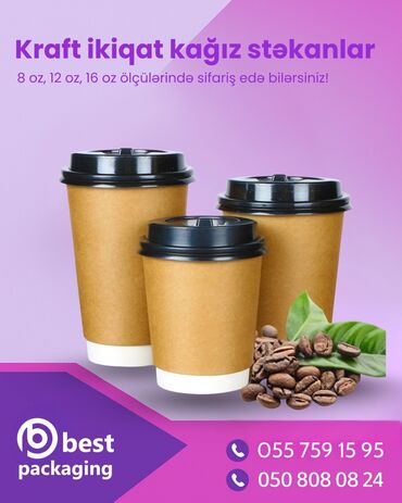 Birdəfəlik qablar: Kraft ikiqat divarlı kağız stəkanlar müxtəlif içkilər üçün istifadə