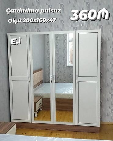 Ev üçün mebel: Dörd qapılı paltar dolabı - Ölçü: 200 x 160 x 47 sm - Ön panel: üç — 1