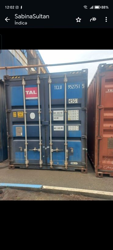 12 metrelik konteyner: Konteynerler 33ededdir Olcu 12m Qiymet 1 ededi 4700 azn Unvan Hovsan