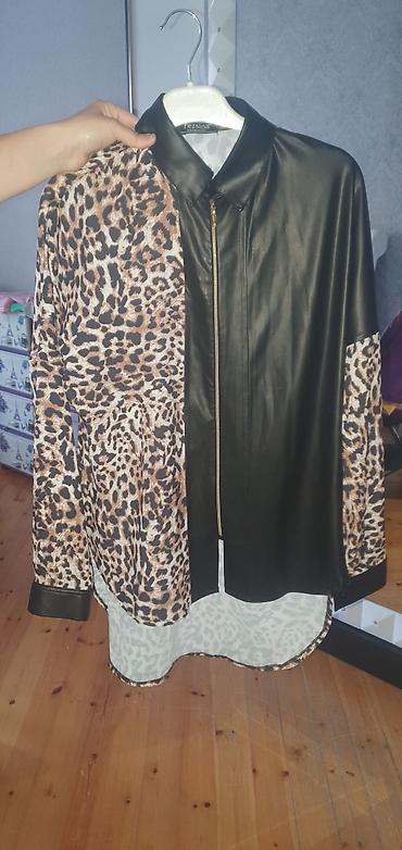 Qadın üst geyimi – Fezsina marka, leopard print və dəri görünümlü