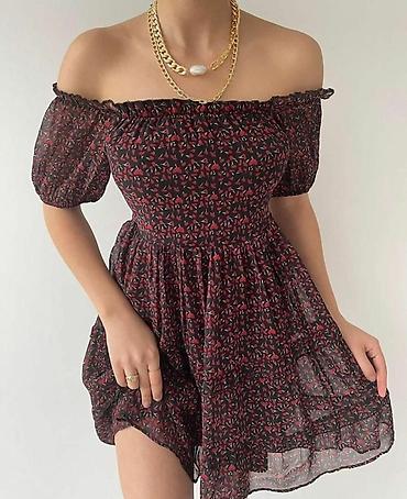 Повседневное платье, Made in KG, Лето, Короткая модель, Шифон, Крестьянка, S