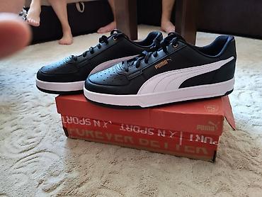 legend muski kaisevi: Puma muške patike – model sa kožnim izgledom u crnoj boji sa belim — 4