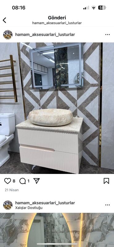 Moydadırlar: Hamam mebeli və lavabo dəstləri - Müasir dizayn: mərmər teksturalı -da lalafo.az — 95 Moydadırlar: Hamam mebeli və lavabo dəstləri - Müasir dizayn: mərmər teksturalı — 95