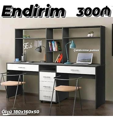 ofisde islenib: İki nəfərlik iş masası və kitab rəfi sistemi - Ölçü: 180 x 160 x 50 — 1