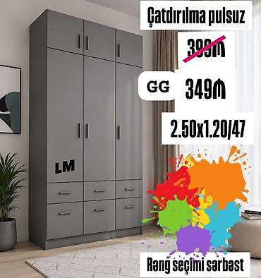 Mebel: 4 qapılı, 6 çekmecəli geyim şkafı Ölçü: 2.50 x 1.20 x 47 (sm) lalafo.az -da Mebel: 4 qapılı, 6 çekmecəli geyim şkafı Ölçü: 2.50 x 1.20 x 47 (sm)