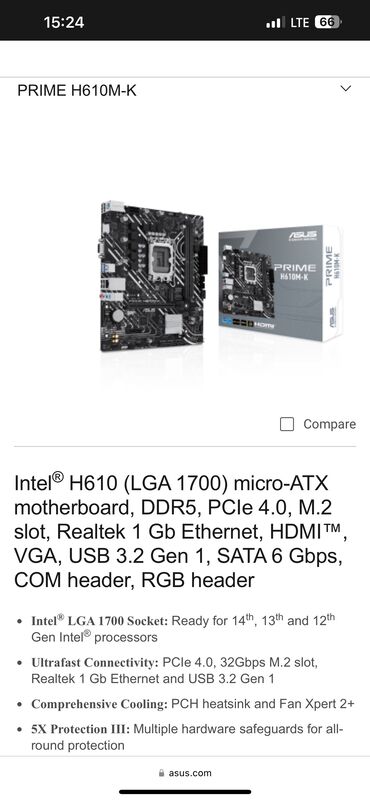 ноутбук asus i7: Материнская плата, Б/у, Asus, LGA1700, Micro-ATX, Для ПК