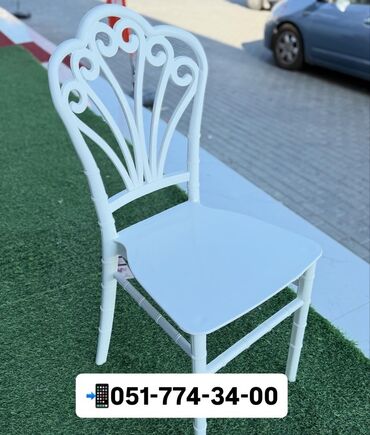 Sifarişlə restoran stulları: Ağ rəngli, zərif dizaynlı banket/ziyafət stulları. Xüsusiyyətlər: - — 7