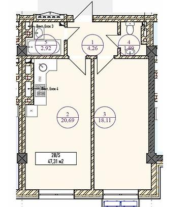 агенство нежвижимости: 1 комната, 47 м², Асанбай мкр Элитка, 10 этаж, ПСО (под самоотделку) — 2