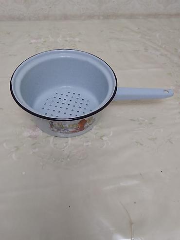 makaron: Emallı süzgəc-liq (süzgəcli kastrül) - Material: emal örtüklü metal — 2