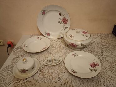 Mətbəx aksesuarları: Nahar dəsti, rəng - Ağ, Farfor, Polşa